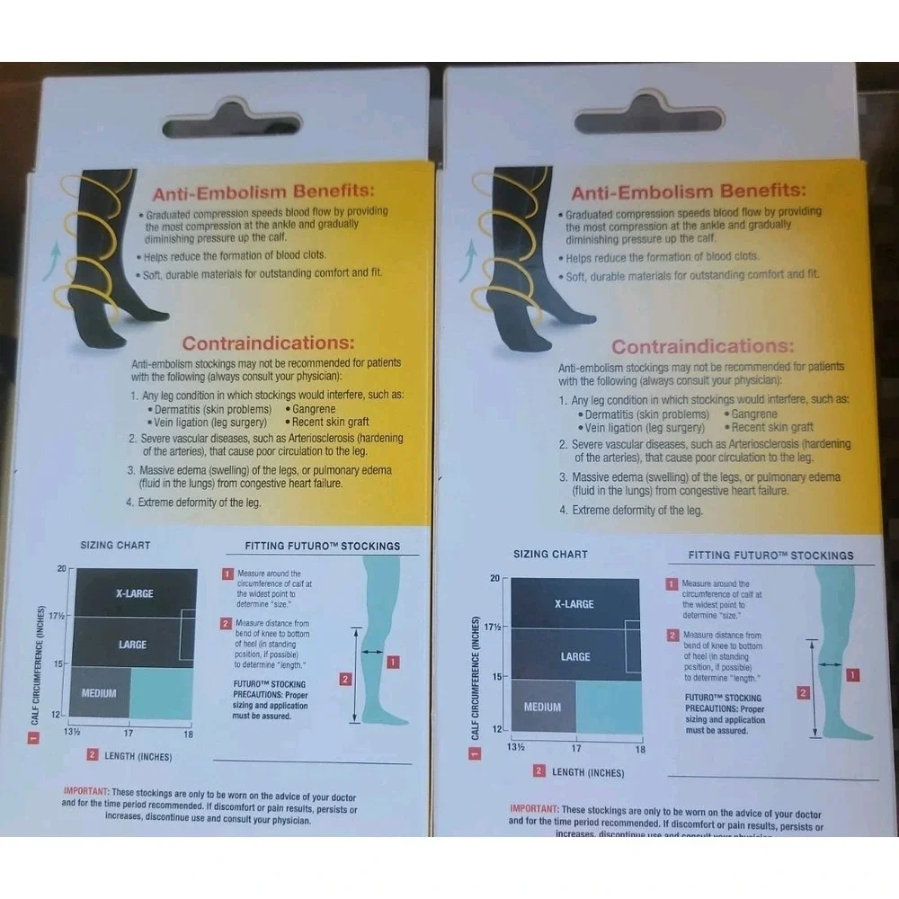 Futuro Knee-Length Moderate Compression Stockings - 18-21 mmHg - XL, 2 Pack New!